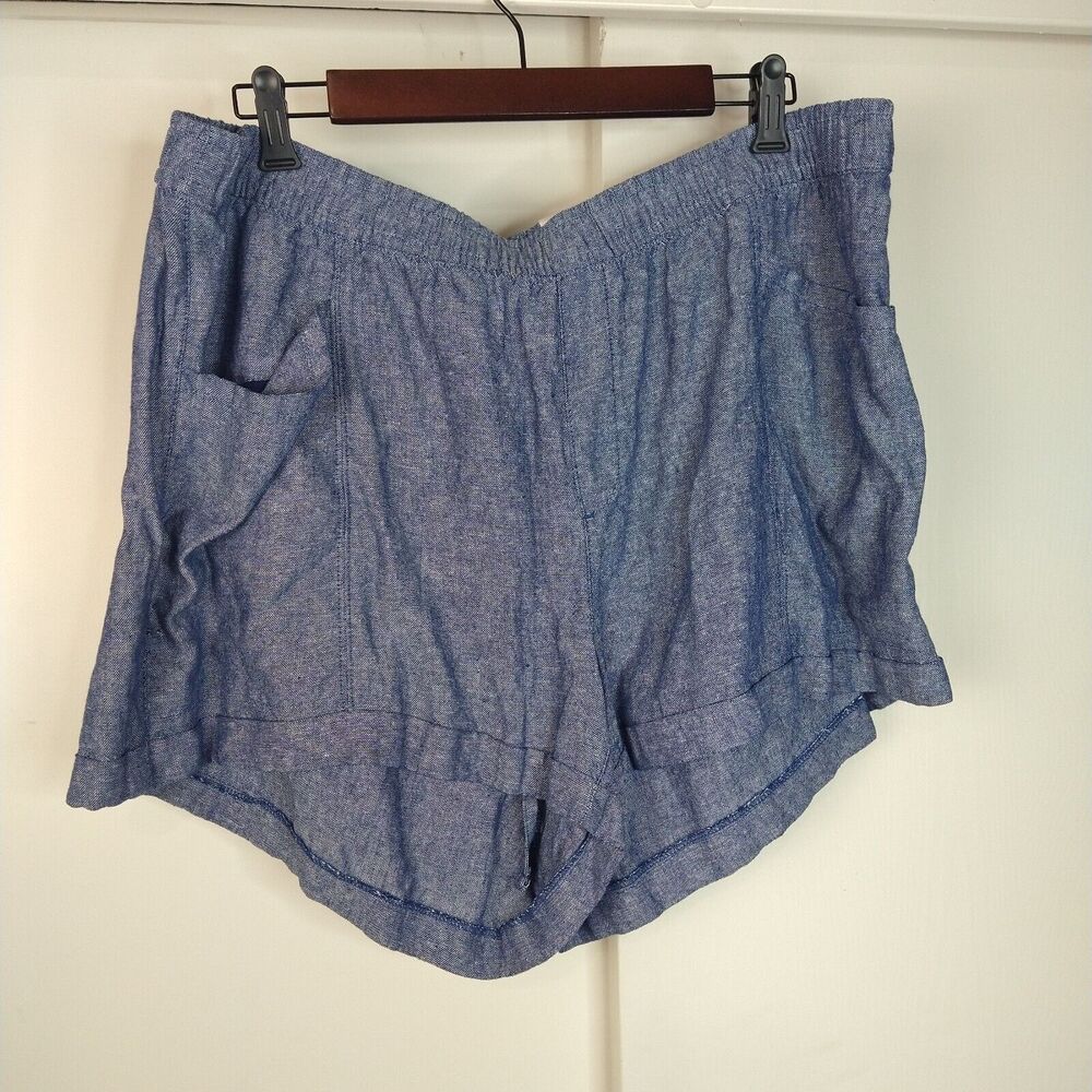 NEW Old Navy Linen-Blend Chambray High-Waisted Drawstring 3.5” Shorts Plus Sz 2X